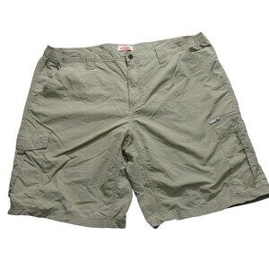 Berkley Mens Cargo Performance Shorts XL Khaki Stretch Nylon Fishing